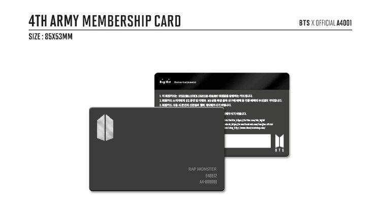 BTS 4th membership kit membership card
