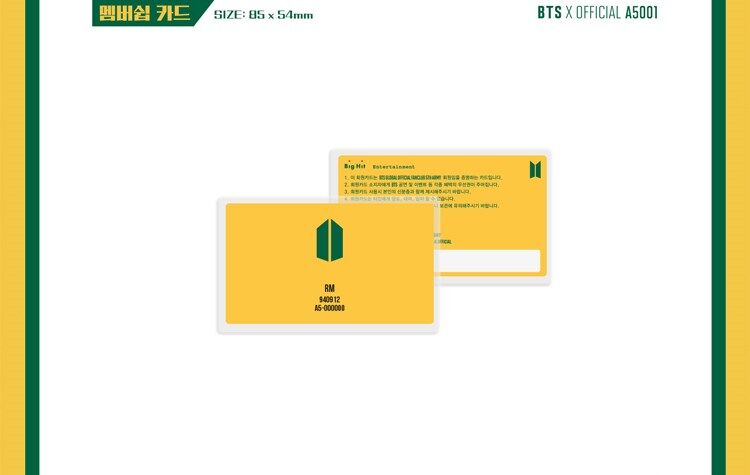 BTS 5th membership kit card